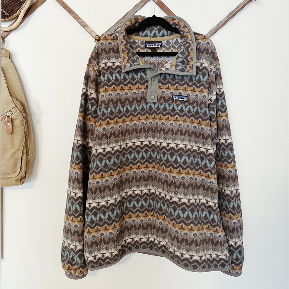 Patagonia Fleece Quarter Snap | Geometric/Aztec Pattern | Size Large